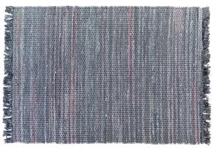 Tappeto di pezza in cotone grigio 140 x 200 cm con frangia rettangolare fatto a mano Boho Eclectic Beliani
