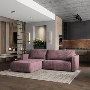 Divano angolare Masseno TURIN P con funzione letto a L, divano con box letto, divano da salotto, divano, divano, divano letto, set di divani - viola, POSO 130