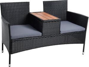 Panca da giardino in polyrattan Panca in rattan 2 posti arredo giardino balcone nero