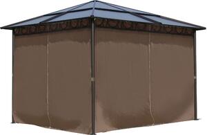 Gazebo da giardino in metallo con tetto rigido 3x3 m con 4 pannelli laterali in policarbonato alveolare