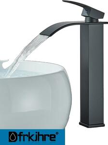 Miscelatore per lavabo, da montare a soffitto, con comando monoleva, colore nero, dimensioni grandi