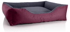 Letto per cani BedDog TEDDY, divanetto lavabile con bordo e cuscino, CHERRY-ROCK (bordeaux/grigio), (XL) ca. 100x85x23 cm