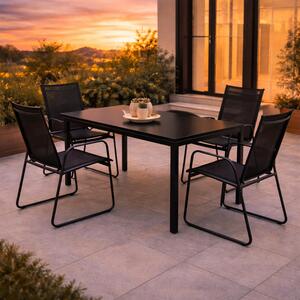 Set da giardino da 5 pezzi: tavolo in vetro 150x80 cm e 4 sedie