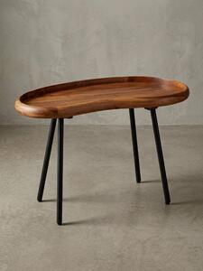 Tavolino WL5.670 71x42x40 cm Tavolino in legno massello di sheesham a forma di rene con gambe in metallo, tavolino da salotto in legno massello, tavolino piccolo in vero legno, tavolino da salotto in legno, tavolino moderno