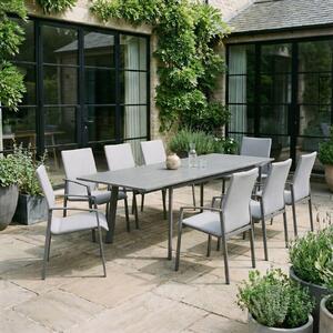 Set di mobili da giardino VERANO, antracite/grigio chiaro - con 8 sedie e tavolo da giardino allungabile, alluminio e tessuto resistente alle intemperie, impilabile, resistente, mobili da esterno, mobili da balcone, mobili da terrazza