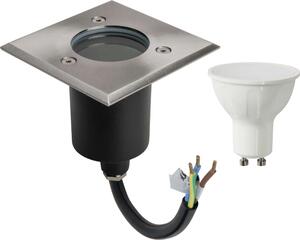 Lampada da terra a LED in acciaio inossidabile, di forma angolare, con lampadina a LED da 6 W, luce bianca fredda
