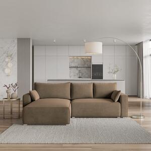 Divano angolare Masseno FORIL con funzione letto a L, divano con box letto, divano da salotto, divano, divano, divano letto, set di divani - beige, MONOLITH 09