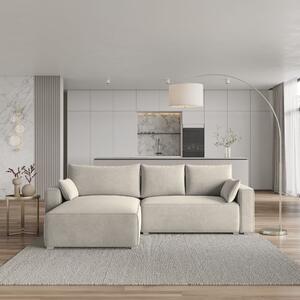 Divano angolare Masseno FORIL con funzione letto a L, divano con box letto, divano da salotto, divano, divano letto, set divano crema, MONOLITH 04