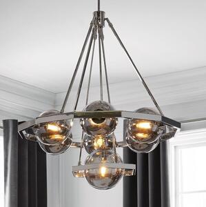 Quintiesse QN-HARPER7 - Lampadario a stelo HARPER 7xE14/60W/230V cromo lucido/fumé