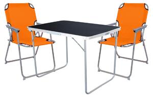 Set da campeggio da 3 pezzi: tavolo da campeggio + 2 sedie pieghevoli da campeggio, arancione