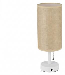 Brilagi - Lampada da tavolo con porta USB TABLON 1xE27/25W/230V bianco/beige