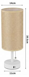 Brilagi - Lampada da tavolo con porta USB TABLON 1xE27/25W/230V bianco/beige