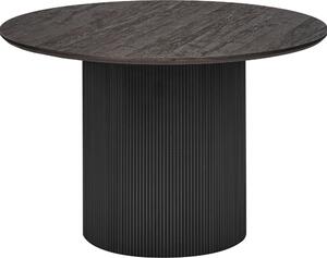 BELIANI - Tavolo da pranzo nero, rotondo, diametro 120 cm, piano in MDF con aspetto legno, gambe a colonna. Stile minimalista, design moderno. Arredamento per sala da pranzo