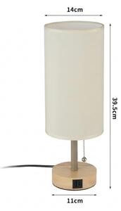 Brilagi - Lampada da tavolo con porta USB TABLON 1xE27/25W/230V rovere/beige/crema