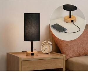 Brilagi - Lampada da tavolo con porta USB TABLON 1xE27/25W/230V rovere/nero