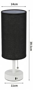 Brilagi - Lampada da tavolo con porta USB TABLON 1xE27/25W/230V bianco/nero