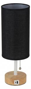 Brilagi - Lampada da tavolo con porta USB TABLON 1xE27/25W/230V rovere/bianco/nero