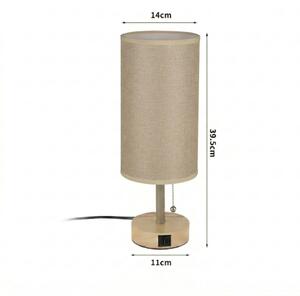 Brilagi - Lampada da tavolo TABLON con porta USB 1xE27/25W/230V rovere/beige