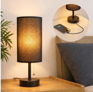 Brilagi - Lampada da tavolo con porta USB TABLON 1xE27/25W/230V nera