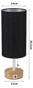 Brilagi - Lampada da tavolo con porta USB TABLON 1xE27/25W/230V rovere/bianco/nero