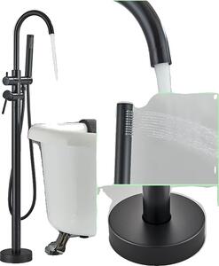Miscelatore per vasca, comando a doppia maniglia, design contemporaneo in ottone, nero opaco B