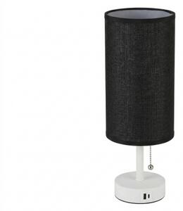 Brilagi - Lampada da tavolo con porta USB TABLON 1xE27/25W/230V bianco/nero