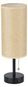 Brilagi - Lampada da tavolo con porta USB TABLON 1xE27/25W/230V nera/beige