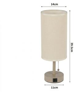 Brilagi - Lampada da tavolo con porta USB TABLON 1xE27/25W/230V beige/crema