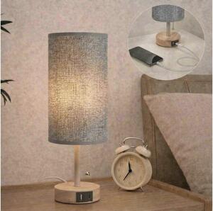 Brilagi - Lampada da tavolo TABLON con porta USB 1xE27/25W/230V rovere/beige/grigio