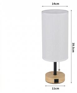 Brilagi - Lampada da tavolo con porta USB TABLON 1xE27/25W/230V rovere/nero/bianco