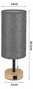Brilagi - Lampada da tavolo con porta USB TABLON 1xE27/25W/230V rovere/nero/grigio