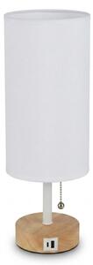 Brilagi - Lampada da tavolo con porta USB TABLON 1xE27/25W/230V rovere/bianco