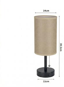 Brilagi - Lampada da tavolo con porta USB TABLON 1xE27/25W/230V nera/beige
