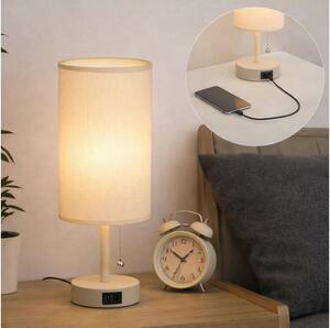 Brilagi - Lampada da tavolo con porta USB TABLON 1xE27/25W/230V beige/crema