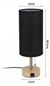 Brilagi - Lampada da tavolo con porta USB TABLON 1xE27/25W/230V rovere/beige/nero