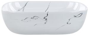 BELIANI Lavandino da bagno in Vetroceramica bianca effetto marmo rettangolare 47 x 34 cm stile glam