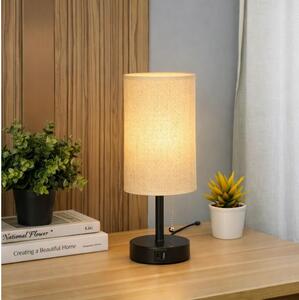 Brilagi - Lampada da tavolo con porta USB TABLON 1xE27/25W/230V nera/beige