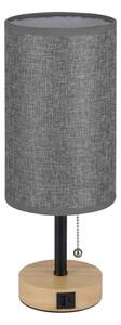 Brilagi - Lampada da tavolo con porta USB TABLON 1xE27/25W/230V rovere/nero/grigio