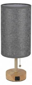 Brilagi - Lampada da tavolo TABLON con porta USB 1xE27/25W/230V rovere/beige/grigio