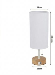Brilagi - Lampada da tavolo con porta USB TABLON 1xE27/25W/230V rovere/bianco