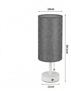 Brilagi - Lampada da tavolo con porta USB TABLON 1xE27/25W/230V bianco/grigio