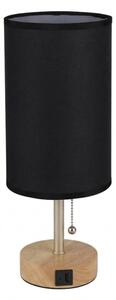 Brilagi - Lampada da tavolo con porta USB TABLON 1xE27/25W/230V rovere/beige/nero