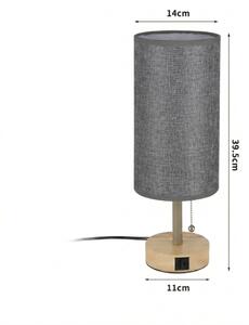 Brilagi - Lampada da tavolo TABLON con porta USB 1xE27/25W/230V rovere/beige/grigio