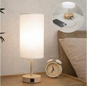 Brilagi - Lampada da tavolo con porta USB TABLON 1xE27/25W/230V rovere/beige/bianco