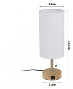 Brilagi - Lampada da tavolo con porta USB TABLON 1xE27/25W/230V rovere/beige/bianco