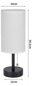 Brilagi - Lampada da tavolo con porta USB TABLON 1xE27/25W/230V nera/bianca