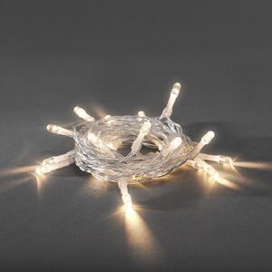 Konstsmide - Catena luminosa a LED, 50 diodi bianchi caldi, alimentazione a batteria, per interni, cavo trasparente, necessita di 4 batterie AA da 1,5V (non incluse); 1470-103