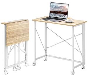 HOMCOM Scrivania pieghevole Piccola scrivania pieghevole da 80 cm con rotelle