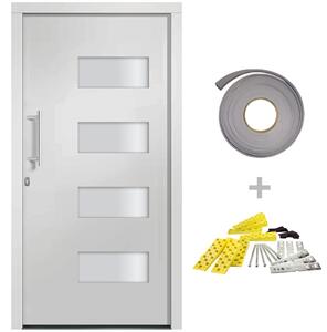 Porta d'Ingresso in Alluminio e PVC Bianco 100x200 cm