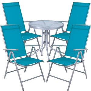 Set da bistrot, 5 pezzi, grigio argento / petrolio